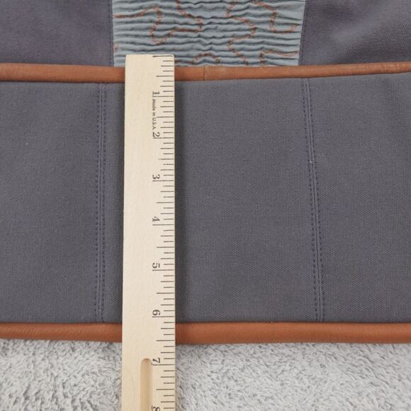 Mo & Co Bag Purse Carry On Weekender Suede Leather Gray Blue Mixed Media Boho - Picture 4 of 16